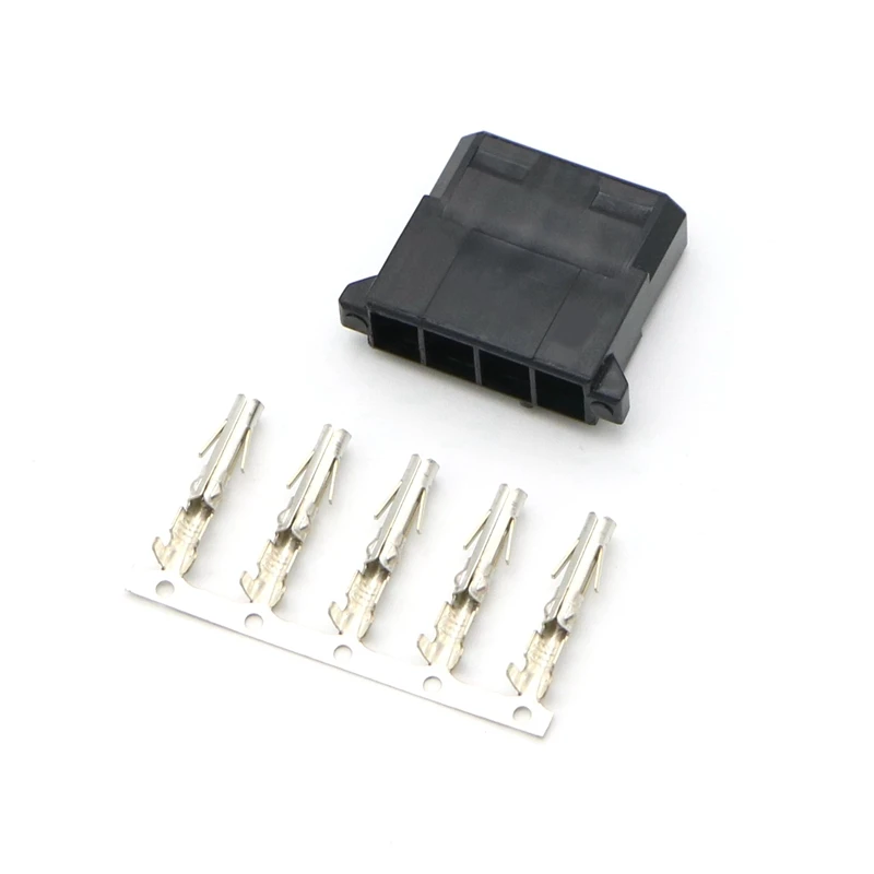 5 sets DIY PC Power Connector 4P 4 Pin White Female Molex Mod Crimp Plug Pins