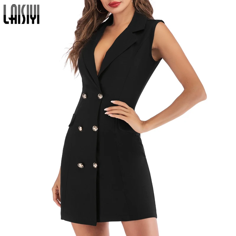 LAISIYI 2019 Office Dress Robe Blazer V Neck Turn-down Collar Blazer Dress Double-breasted Work Wear Dress Black Dress ASDR22178
LAISIYI 2019 Office Dress Robe Blazer V Neck Turn-down Collar Blazer Dress Double-breasted Work Wear Dress Black Dress ASDR22178