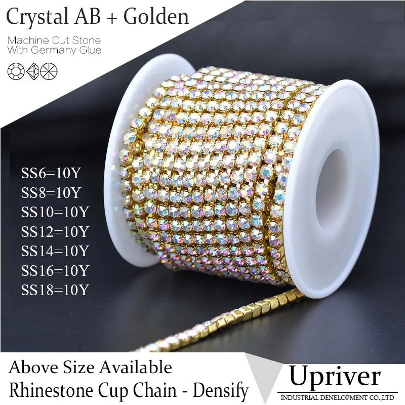 Upriver 10yards/roll Golden Base Densify Claw Shiny Strass Crystal AB Rhinestone Cup Chain For Making Crafts
Upriver 10yards/roll Golden Base Densify Claw Shiny Strass Crystal AB Rhinestone Cup Chain For Making Crafts