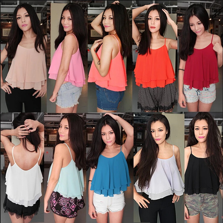 2019 Summer Double ruffles Blouse Spagetti Strap Vest Tops,plus size S - 5XL 6XL blusas vestidos,sexy chiffon vest ,girl shirts
2019 Summer Double ruffles Blouse Spagetti Strap Vest Tops,plus size S - 5XL 6XL blusas vestidos,sexy chiffon vest ,girl shirts