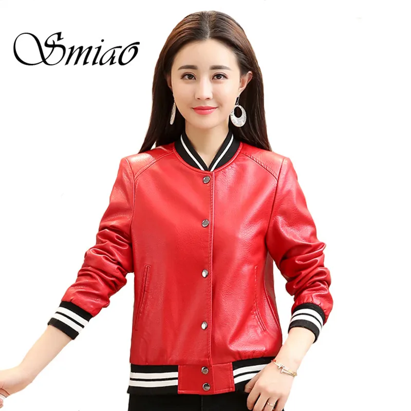 Smiao 2018 Casual Jacket For Women PU Leather Clothes Female Baseball Shirt Buttoned Faux Leather Clothes Buttoned Blouse Red4XL
Smiao 2018 Casual Jacket For Women PU Leather Clothes Female Baseball Shirt Buttoned Faux Leather Clothes Buttoned Blouse Red4XL