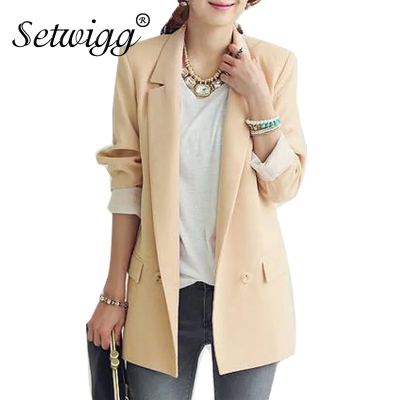 SETWIGG Korean Style Women's Spring Double-breasted Collar Casual Loose Blazer Office Lady Pockets Autumn Suit & Outwear
SETWIGG Korean Style Women's Spring Double-breasted Collar Casual Loose Blazer Office Lady Pockets Autumn Suit & Outwear
