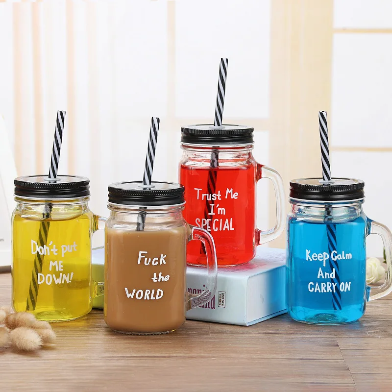 Summer Style Letter Printed Glass Bottle Vintage Jar Juice Drinking Bottle With Straw B-0007
Summer Style Letter Printed Glass Bottle Vintage Jar Juice Drinking Bottle With Straw B-0007