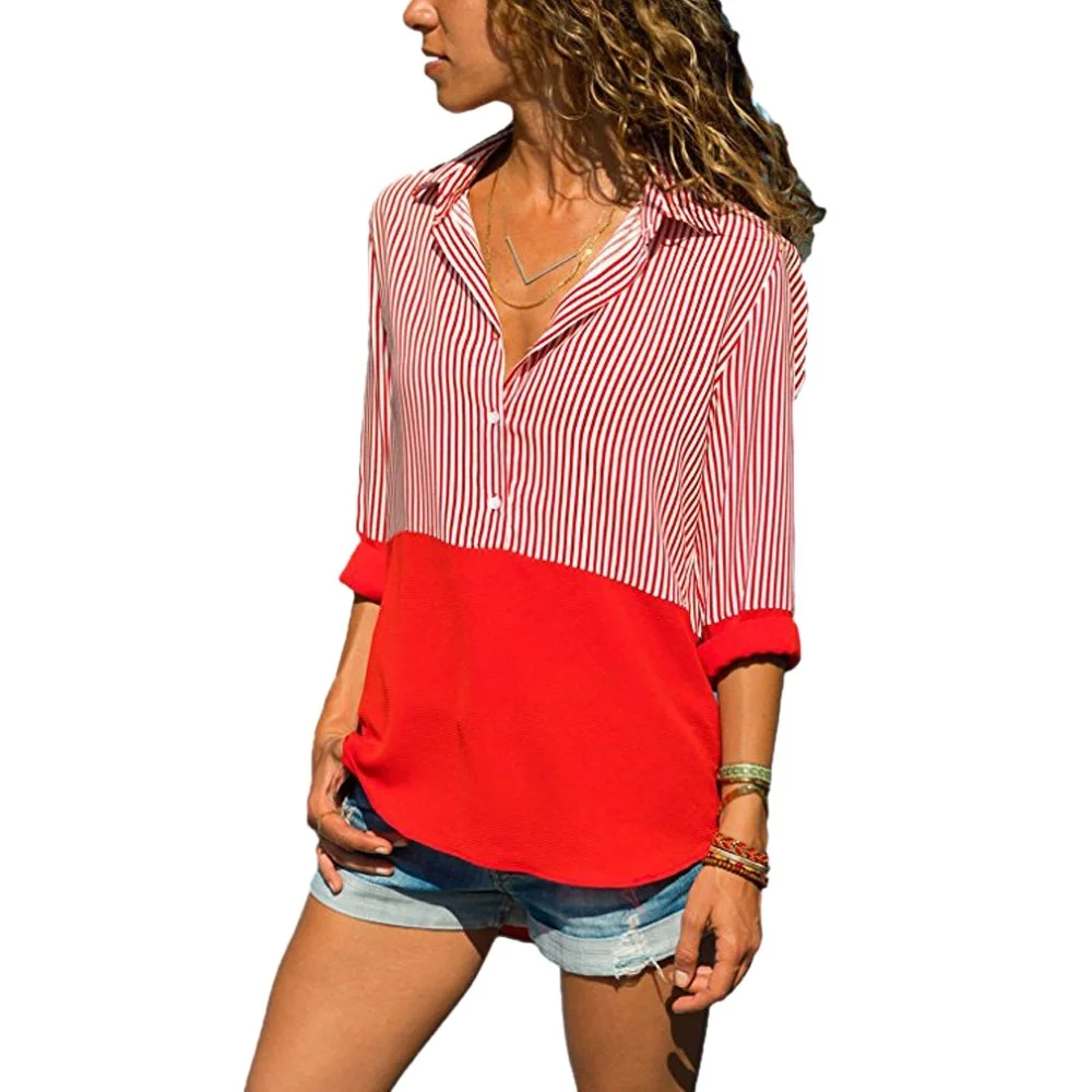 Women Shirts S-5XL PLUS SIZE Striped Shirt Solid Color Panel Top Long Sleeve for Womens Clothing
Women Shirts S-5XL PLUS SIZE Striped Shirt Solid Color Panel Top Long Sleeve for Womens Clothing