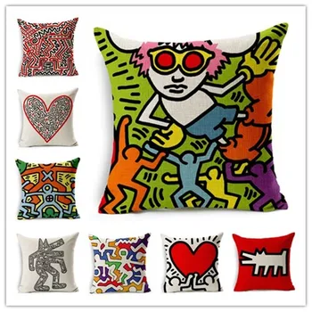 Graffiti Style Painting Keith Haring Printed Bed Sofa Cushion Cover Home Decorative Throw Pillow Fundas Para Almofadas Cojines
Graffiti Style Painting Keith Haring Printed Bed Sofa Cushion Cover Home Decorative Throw Pillow Fundas Para Almofadas Cojines