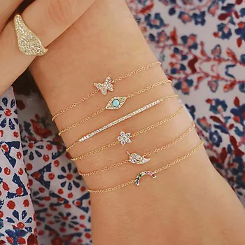 6 Pcs/Set Punk Butterfly Eye Star Moon Leaves Crystal Gem Shiny Gold Multilayer Chain Bracelet Set Women Exquisite Party Jewelry
6 Pcs/Set Punk Butterfly Eye Star Moon Leaves Crystal Gem Shiny Gold Multilayer Chain Bracelet Set Women Exquisite Party Jewelry