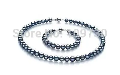 Jewelry 00719 Set of 8-9mm natural Tahitian genuine black pearl necklace 18" bracelet 7.5
Jewelry 00719 Set of 8-9mm natural Tahitian genuine black pearl necklace 18" bracelet 7.5