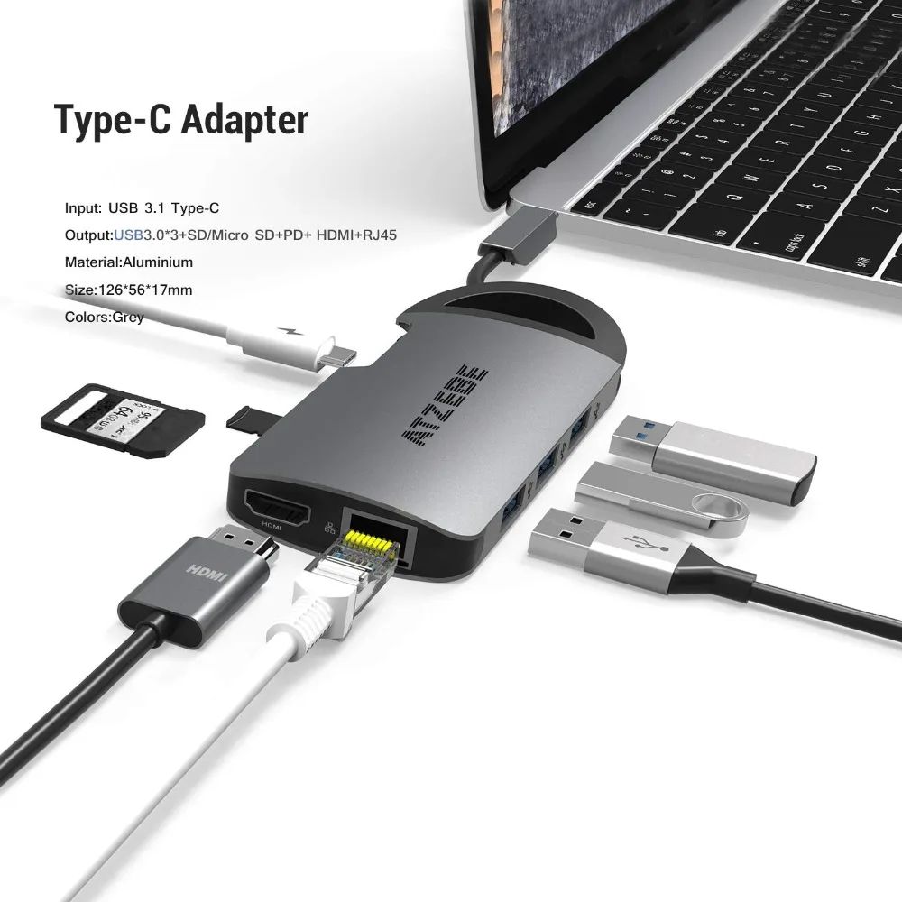USB C Hub 8-in-1 USB C to HDMI RJ45 Thunderbolt 3 Adapter for MacBook Samsung Galaxy S10 Huawei Mate 20 P20 Pro Type C USB Hub
USB C Hub 8-in-1 USB C to HDMI RJ45 Thunderbolt 3 Adapter for MacBook Samsung Galaxy S10 Huawei Mate 20 P20 Pro Type C USB Hub