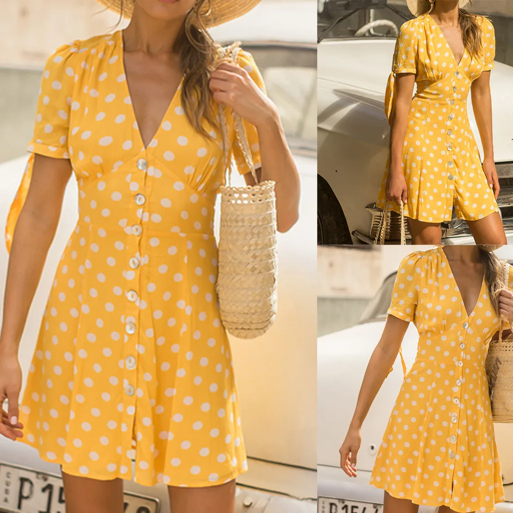 Vestidos 2019 Women's Dresses Spring Summer Dress Women's Fashion Spring Summer Polka Dot Bow Sleeve Dress Vintage Dress
Vestidos 2019 Women's Dresses Spring Summer Dress Women's Fashion Spring Summer Polka Dot Bow Sleeve Dress Vintage Dress