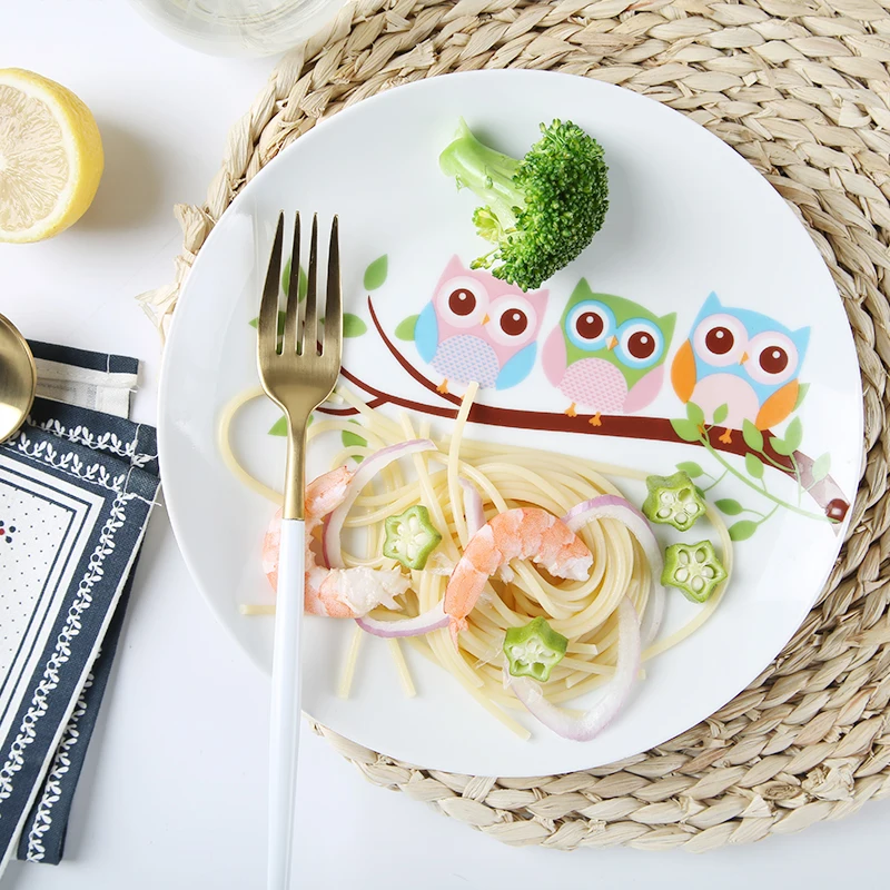 8inch Kids lovely Owl Breackfast Plate Cake Fruit snack Dishes Porcelain Pastry Fruit Tray Ceramic Tableware For Steak Dinner
8inch Kids lovely Owl Breackfast Plate Cake Fruit snack Dishes Porcelain Pastry Fruit Tray Ceramic Tableware For Steak Dinner