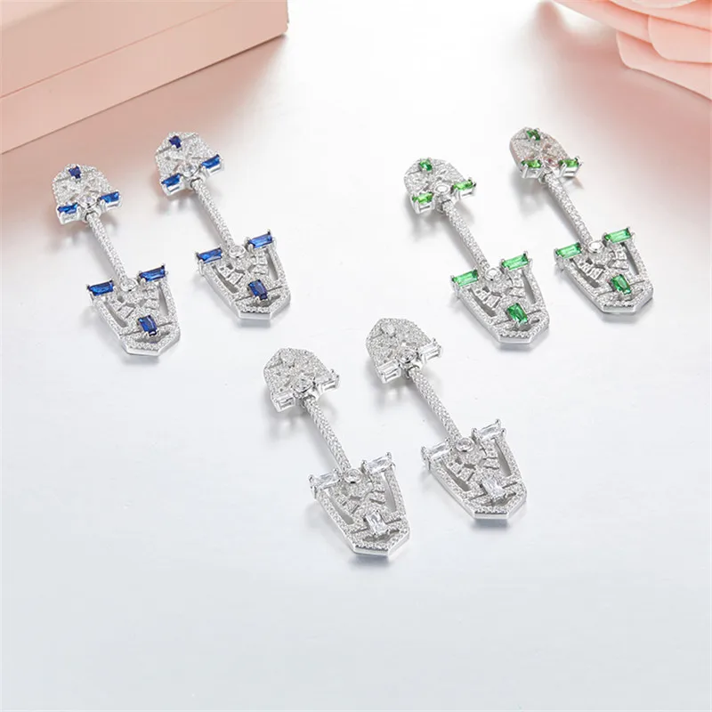 SLJELY Brand Design S925 Sterling Silver Micro Inlay Green Blue Cubic Zirconia Shield Earrings for Women Fashion Luxury Jewelry
SLJELY Brand Design S925 Sterling Silver Micro Inlay Green Blue Cubic Zirconia Shield Earrings for Women Fashion Luxury Jewelry