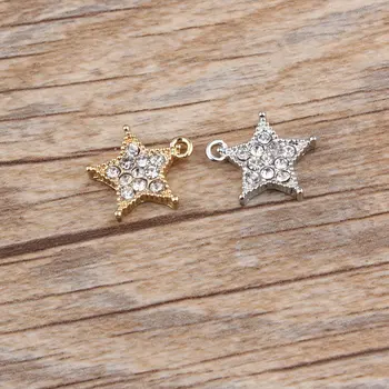 10PCS/Lot Silver Gold Color Charms Star Shape With Rhinestone Charm Pendants For Jewelry Handmade
10PCS/Lot Silver Gold Color Charms Star Shape With Rhinestone Charm Pendants For Jewelry Handmade