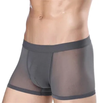 

Hot Sale Men Boxer Underwear Cueca Boxer Mens Transparent Sexy Panties Male Solid Man Underpant Brand Gay Boxers Shorts L-XXXL