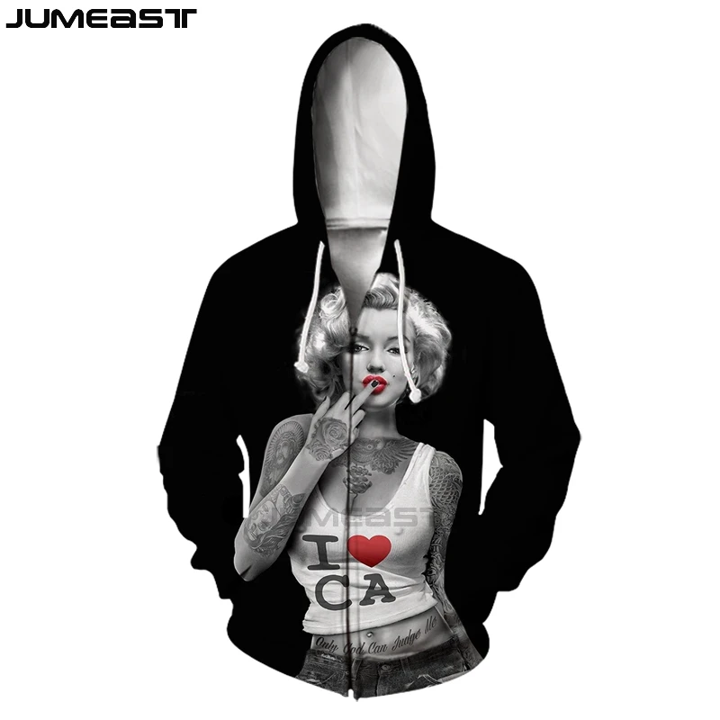 Jumeast Brand Men/Women 3D Printed Superstar Marilyn Monroe Long Sleeve Jacket Sport Pullover Fashion Spring Zipper Hoodies
Jumeast Brand Men/Women 3D Printed Superstar Marilyn Monroe Long Sleeve Jacket Sport Pullover Fashion Spring Zipper Hoodies