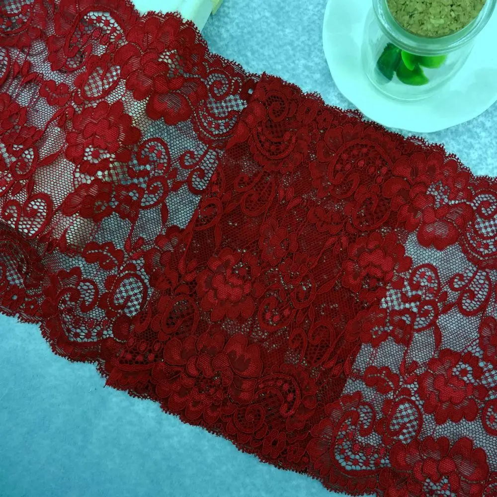 #44 Wine Red Lace 20.5CM Wide 2 yards/lot Stretch Lace Trim Elastic Lace Ribbon Trimming Home Decorative Crafts DIY Accessory
#44 Wine Red Lace 20.5CM Wide 2 yards/lot Stretch Lace Trim Elastic Lace Ribbon Trimming Home Decorative Crafts DIY Accessory
