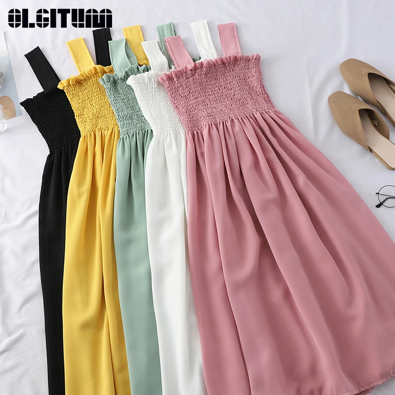 Summer Slash Neck Dress Women 2019 Solid Color Bottoming Dress Pleated Stretch Wooden Ear Holiday Dress Vestidos Robe Mujer
Summer Slash Neck Dress Women 2019 Solid Color Bottoming Dress Pleated Stretch Wooden Ear Holiday Dress Vestidos Robe Mujer