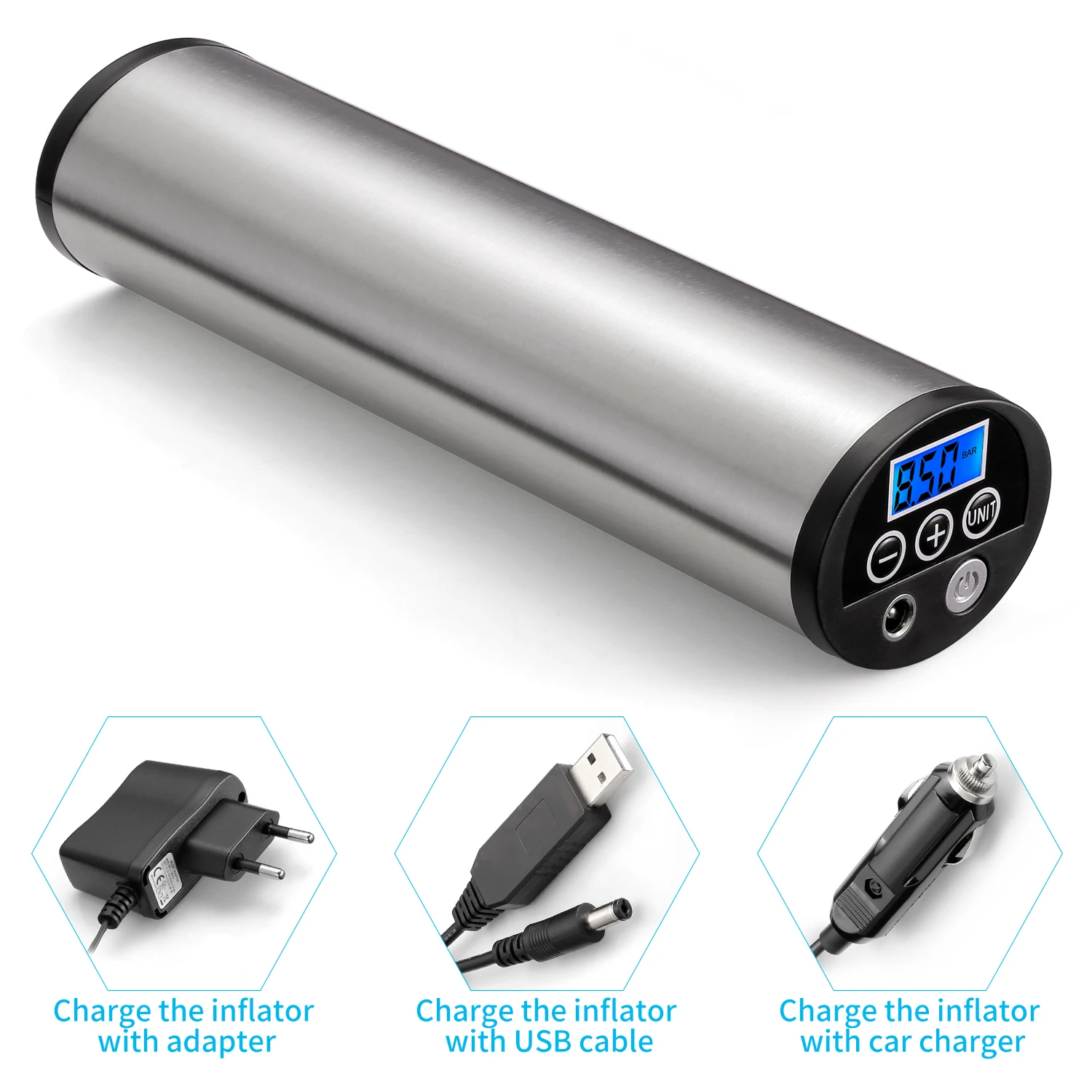 12V 150 psi Electric Inflator Car Bicycle Rechargeable Air Inflatable Pump with Digital LCD Screen EU PLUG for Airbed Ball
12V 150 psi Electric Inflator Car Bicycle Rechargeable Air Inflatable Pump with Digital LCD Screen EU PLUG for Airbed Ball