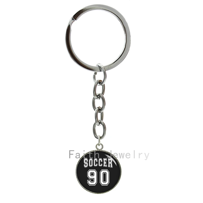 Image Soccer 90 keychain minimalist vintage words picture glass cabochon dome sports soccer ball jewelry fathers day gift 1326