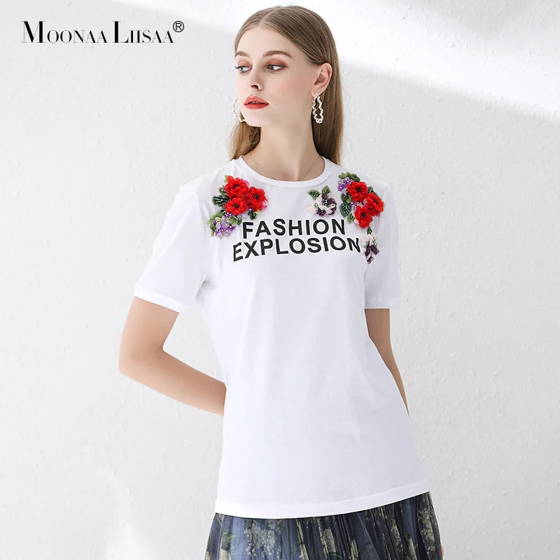 moonaaliisaa 2019 summer round collar cotton white short-sleeved print fashion three-dimensional nail print T-shirt
moonaaliisaa 2019 summer round collar cotton white short-sleeved print fashion three-dimensional nail print T-shirt