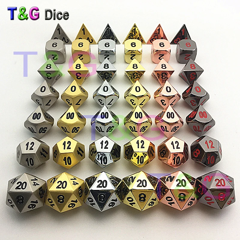 TOP Quality NEW Metal 7 Dice set d4 d6 d8 d10 d% d12 d20 for Board Game Rpg Dados juegos de mesa dungeons & dragon dice
TOP Quality NEW Metal 7 Dice set d4 d6 d8 d10 d% d12 d20 for Board Game Rpg Dados juegos de mesa dungeons & dragon dice
