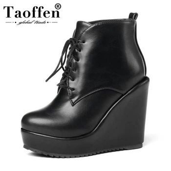 Taoffen Women Shoes High Wedges Boots Platform Shoes Lace Up Warm Fur Shoes Women Winter Ankle Boots Sexy Party Shoes Size 32-43
Taoffen Women Shoes High Wedges Boots Platform Shoes Lace Up Warm Fur Shoes Women Winter Ankle Boots Sexy Party Shoes Size 32-43
