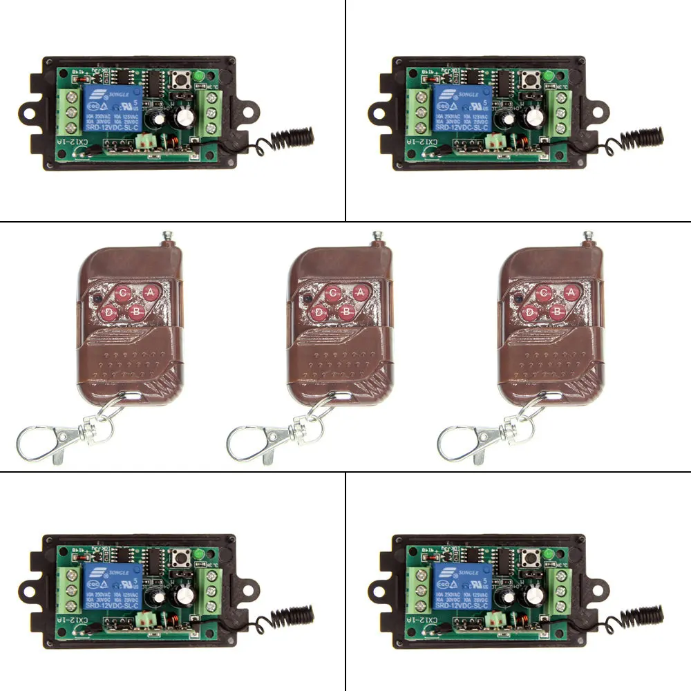 DC 9V 12V 24V 1 CH 1CH RF Wireless Remote Control Switch System,315 / 433 MHz ,4CH Peach Transmitter + 4 X Receiver
DC 9V 12V 24V 1 CH 1CH RF Wireless Remote Control Switch System,315 / 433 MHz ,4CH Peach Transmitter + 4 X Receiver