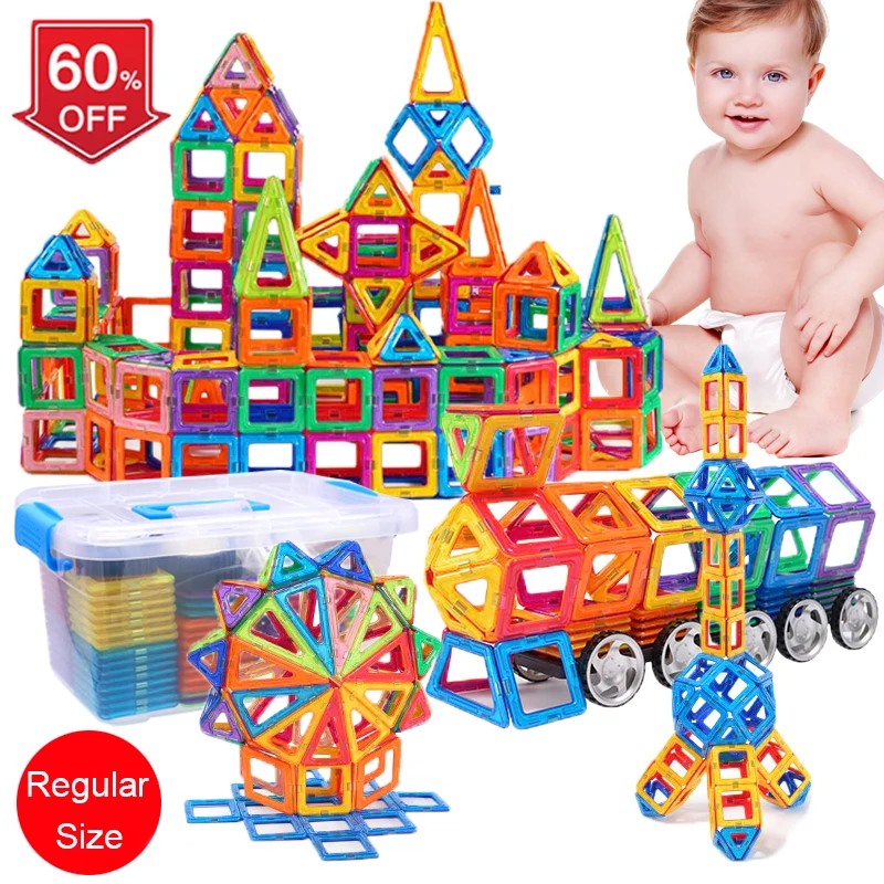 

88pcs-138pcs Big Magnetic Designer Construction Set Model & Building Toy Plastic Magnetic Blocks Educational Toys For Kids Gift