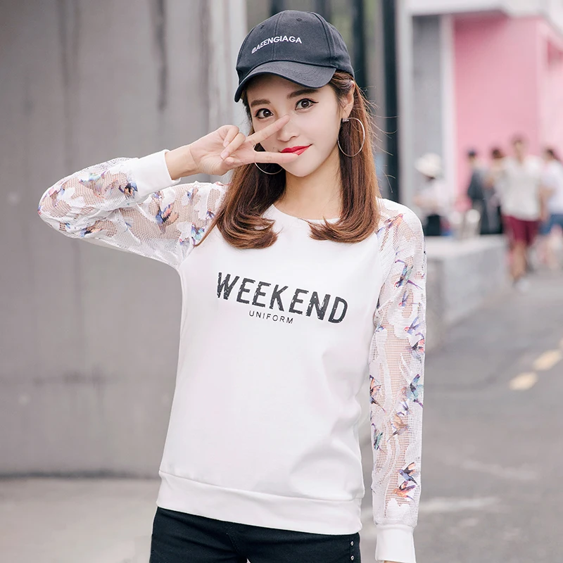 New Women Long Sleeve T-shirt Autumn Letters Printed White Mesh Sweatshirts Casual Pullover Tops Tees
New Women Long Sleeve T-shirt Autumn Letters Printed White Mesh Sweatshirts Casual Pullover Tops Tees