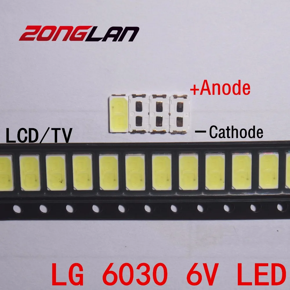 Фото Для 200 шт LG SMD LED 6030 6V 1W холодный белый для телевизора подсветка Beads лучшее качество