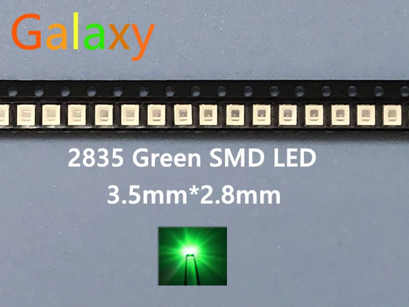 SMD LED 2835 Green 0.2W high bright light emitting diode chip leds 520-525NM/1000PCS | Освещение