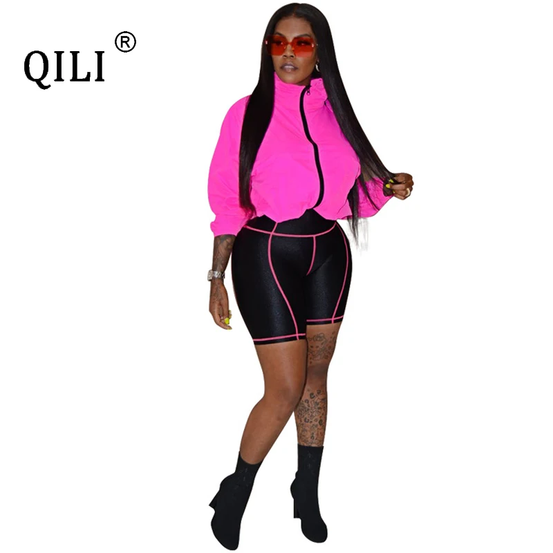 QILI Women Two Piece Matching Outdoor Clothes Casual Vacation Outfits Full Sleeve Top+Shorts 2 Piece Set Neon Thin Tracksuits
QILI Women Two Piece Matching Outdoor Clothes Casual Vacation Outfits Full Sleeve Top+Shorts 2 Piece Set Neon Thin Tracksuits