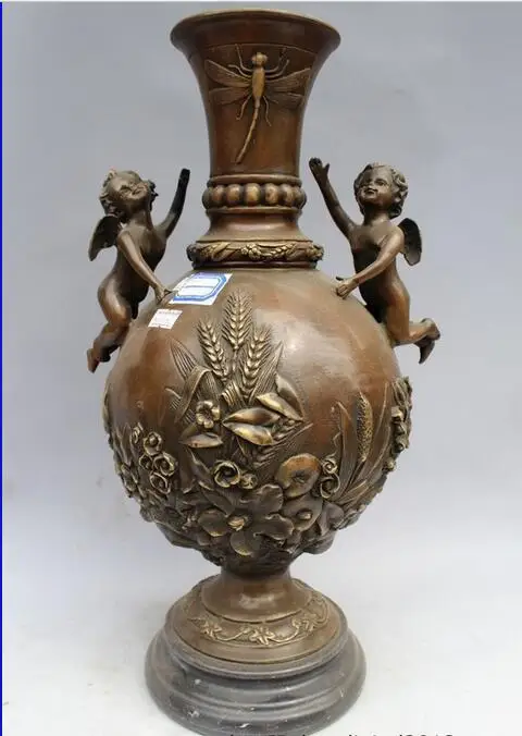 free 16"Western Art sculpture Pure Bronze Marble Angell Girl Flower Vase Statue fast
free 16"Western Art sculpture Pure Bronze Marble Angell Girl Flower Vase Statue fast