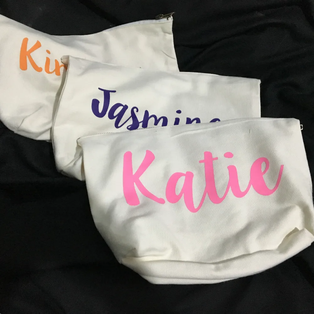 set of 5 mixed colors names wedding bridesmaid names Make Up makeup comestic Canvas Bags Bridal Party Bags zipper pouches
set of 5 mixed colors names wedding bridesmaid names Make Up makeup comestic Canvas Bags Bridal Party Bags zipper pouches