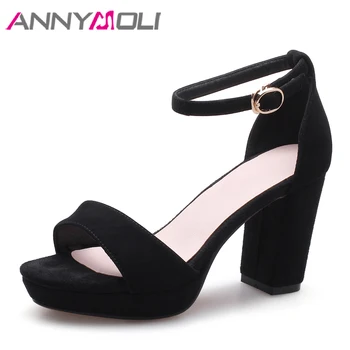ANNYMOLI Genuine Leather Women Sandals Platform High Heels Ankle Strap Shoes Peep Toe Block Heels Party Shoes Black Size 34-39
ANNYMOLI Genuine Leather Women Sandals Platform High Heels Ankle Strap Shoes Peep Toe Block Heels Party Shoes Black Size 34-39