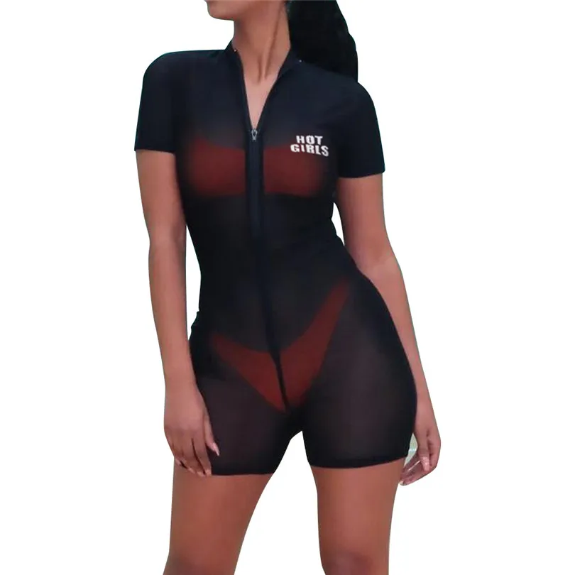 Letter Print Rompers Womens Jumpsuit Summer Mesh Perspective Playsuit Sexy Zippers Overalls Combinaison Pantalon Femme 40JUN18
Letter Print Rompers Womens Jumpsuit Summer Mesh Perspective Playsuit Sexy Zippers Overalls Combinaison Pantalon Femme 40JUN18