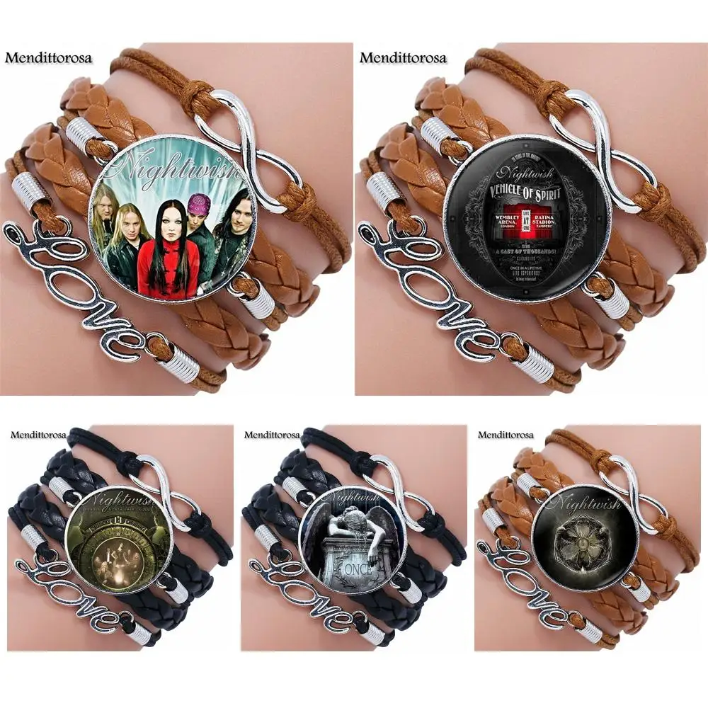 Rock Band Nightwish Harajuku Jewelry Glass Cabochon Multilayer Black/Brown Leather Bracelet Bangle For Women High Quality Girls
Rock Band Nightwish Harajuku Jewelry Glass Cabochon Multilayer Black/Brown Leather Bracelet Bangle For Women High Quality Girls