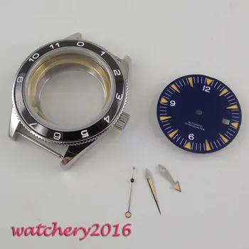 41mm High quality hardened Sapphire Glass Black Bezel Watch Case + Blue Dial + Hand fit ETA 8215 2836 Miyota Movement
41mm High quality hardened Sapphire Glass Black Bezel Watch Case + Blue Dial + Hand fit ETA 8215 2836 Miyota Movement