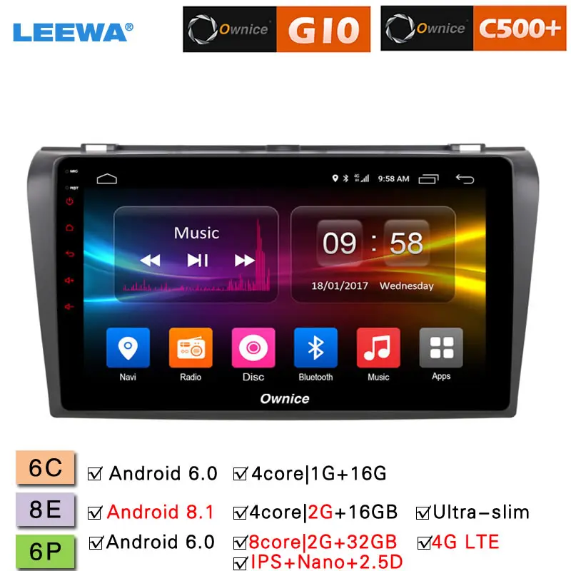 LEEWA 9 " Android 8.1 8-Core/DDR3 2G/32G/Support 4G LTE Car Media Player With GPS/FM/AM RDS Radio For Mazda 3 2007-2012
LEEWA 9 " Android 8.1 8-Core/DDR3 2G/32G/Support 4G LTE Car Media Player With GPS/FM/AM RDS Radio For Mazda 3 2007-2012