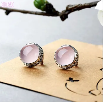 S925 silver inlaid carved natural powder crystal hibiscus stone earrings round women's earrings Thai silver earrings
S925 silver inlaid carved natural powder crystal hibiscus stone earrings round women's earrings Thai silver earrings