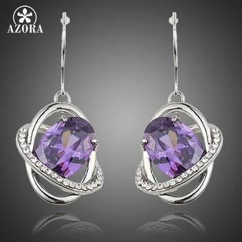 AZORA Lastest Design Gorgeous Egg Shape Purple Cubic Zirconia Halo Drop Earrings For Women TE0189
AZORA Lastest Design Gorgeous Egg Shape Purple Cubic Zirconia Halo Drop Earrings For Women TE0189