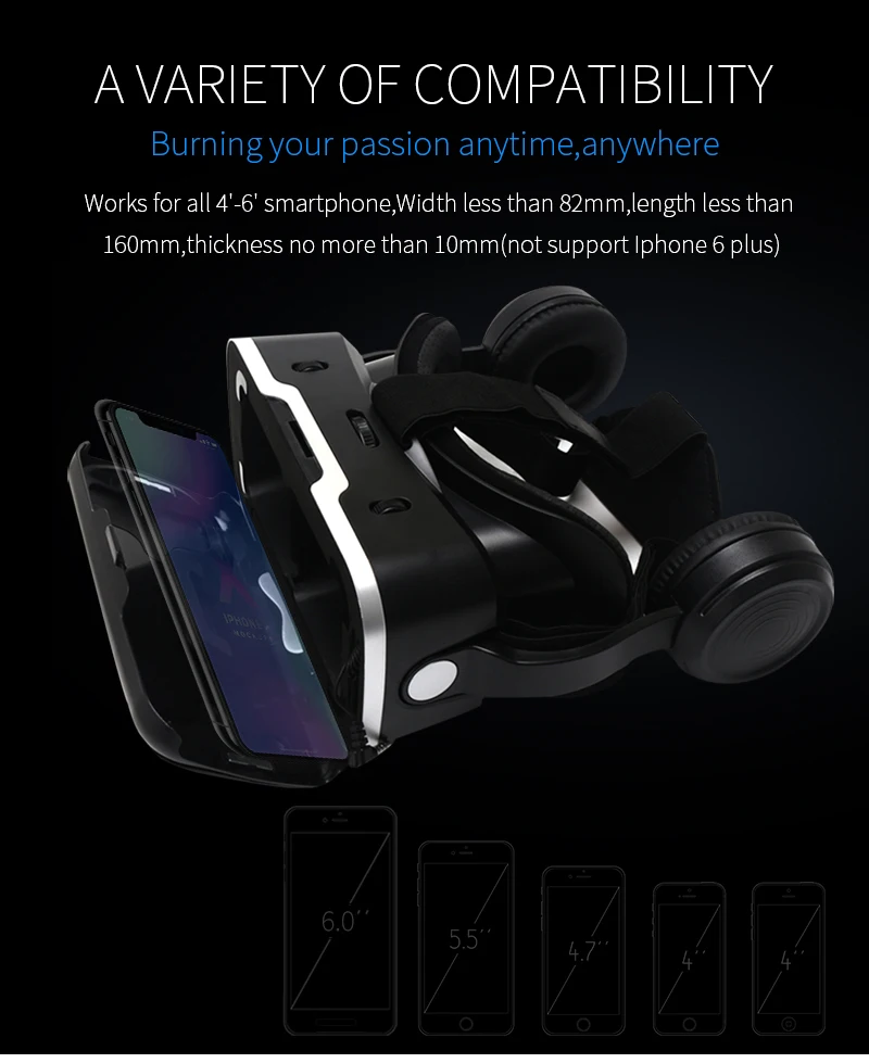 Shinecon 6.0 Virtual Reality Smartphone 3d Glasses Vr 