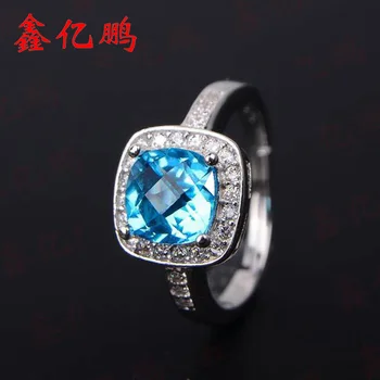 925 sterling silver with female square topaz stone ring 7x7mm fashion colour 
925 sterling silver with female square topaz stone ring 7x7mm fashion colour
