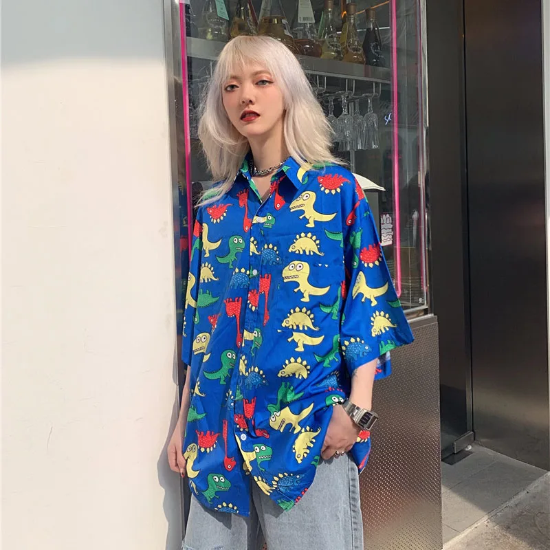 Lychee Harajuku Color Block Loose Summer Tops for Women Casual Short Sleeve Women Blouse Dinosaur Print Lady Blouse
Lychee Harajuku Color Block Loose Summer Tops for Women Casual Short Sleeve Women Blouse Dinosaur Print Lady Blouse