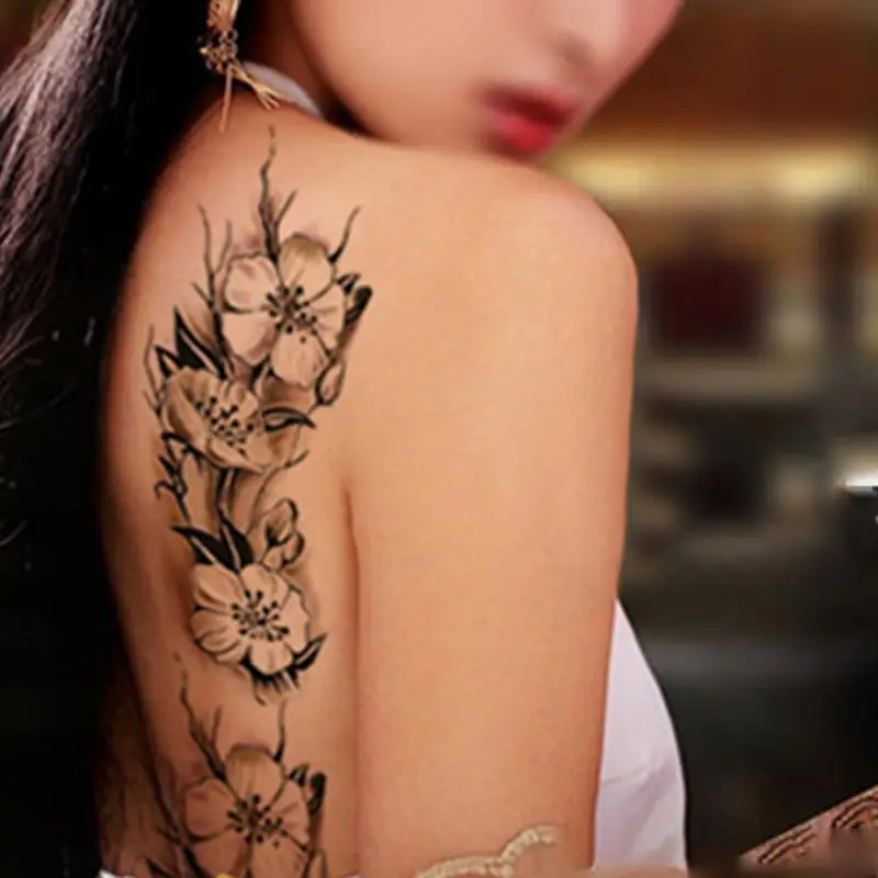 Сексуальные женские Временные татуировки цветущие сливы водостойкие