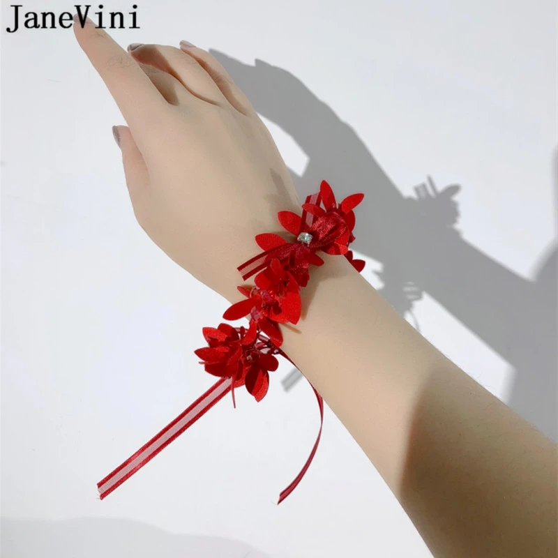 JaneVini 2019 Bridal Hand Wrist Flower Artificial Red Silk Flowers Beaded Bridesmaid Flower Bracelete Brides Wedding Accessories
JaneVini 2019 Bridal Hand Wrist Flower Artificial Red Silk Flowers Beaded Bridesmaid Flower Bracelete Brides Wedding Accessories