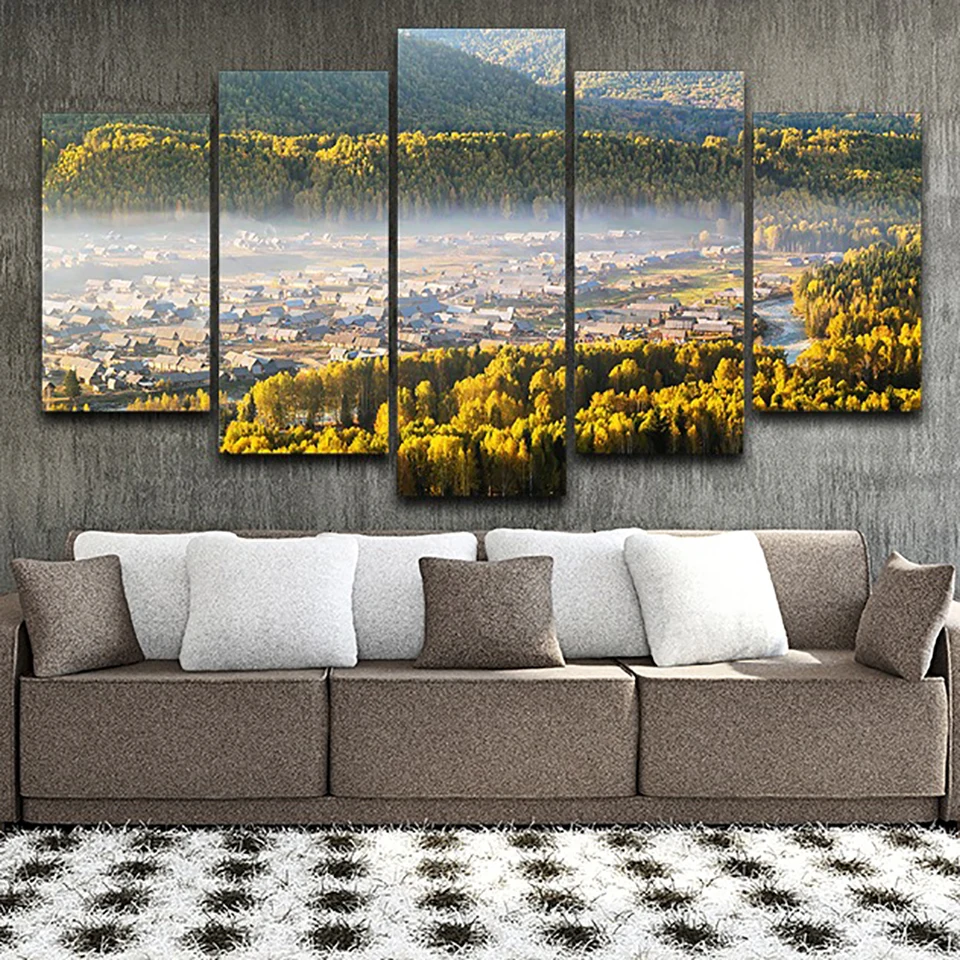 HD Printed Canvas Poster Modular Pictures Home Decor 5 Panel Fog Village Forest Landscape Framed Wall Art Painting Living Room
HD Printed Canvas Poster Modular Pictures Home Decor 5 Panel Fog Village Forest Landscape Framed Wall Art Painting Living Room