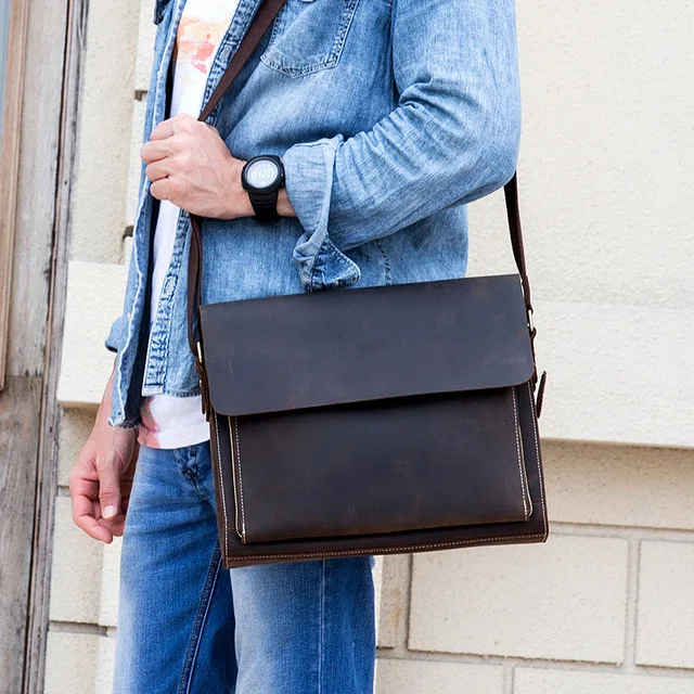Men Messenger Bag Crazy horse Genuine Leather Crossbody Bags Fashion Men shoulder Bags Flap casual Handbags Office bags man
Men Messenger Bag Crazy horse Genuine Leather Crossbody Bags Fashion Men shoulder Bags Flap casual Handbags Office bags man