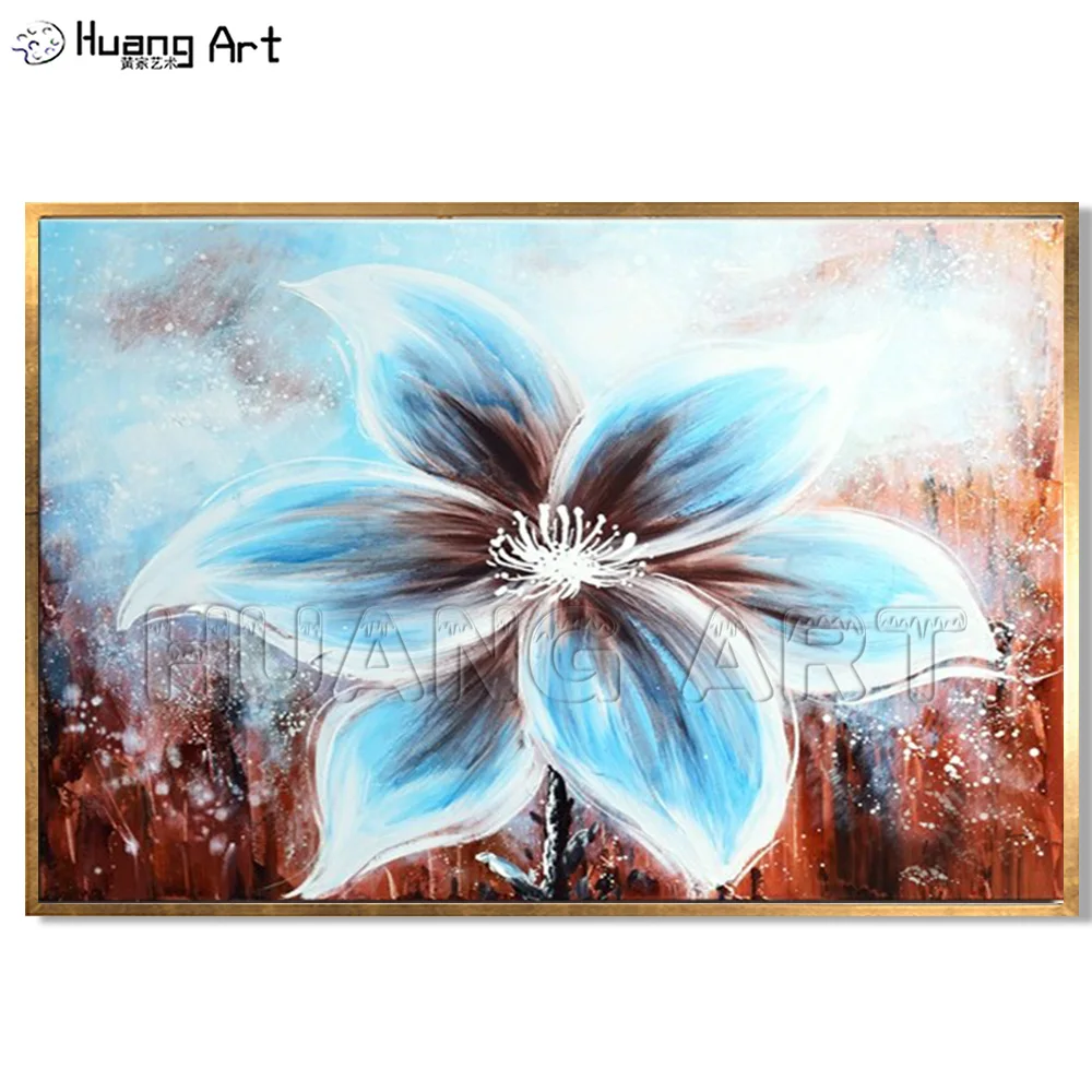 New Style 100% Hand-painted Modern Big Flower Oil Painting on Canvas for Bed Room Decor Handmade Blue Flower Hang Painting
New Style 100% Hand-painted Modern Big Flower Oil Painting on Canvas for Bed Room Decor Handmade Blue Flower Hang Painting