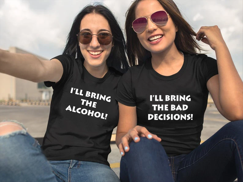 Funny Graphic Tees Top You Bring Alcohol I'll Bring Bad Decisions T-shirt Best Friends T Shirt Harajuku Kawaii Tumblr BFF Tshirt
Funny Graphic Tees Top You Bring Alcohol I'll Bring Bad Decisions T-shirt Best Friends T Shirt Harajuku Kawaii Tumblr BFF Tshirt