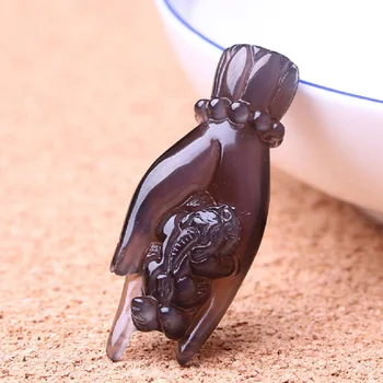 Hand Carved Buddhist Natural Rainbow Eye Obsidian The hand of the Buddha Pixiu Pendant Necklace Creative Gift Dropshipping
Hand Carved Buddhist Natural Rainbow Eye Obsidian The hand of the Buddha Pixiu Pendant Necklace Creative Gift Dropshipping